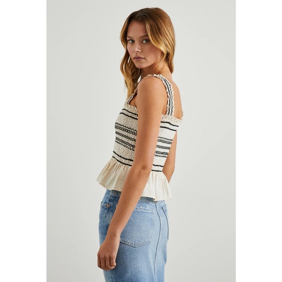 Rails Cecily Smocked Peplum Tank Top, Flax Cream - Size S - Picture 2 of 7